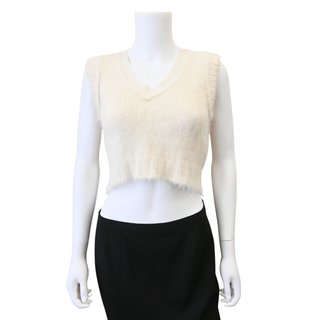 LOEWE | Ivory Fuzzy Cropped V-Neck Sweater Vest