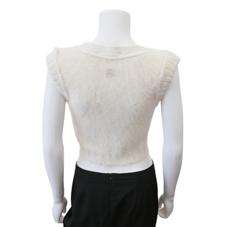 LOEWE | Ivory Fuzzy Cropped V-Neck Sweater Vest
