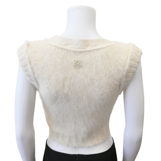 LOEWE | Ivory Fuzzy Cropped V-Neck Sweater Vest
