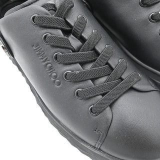 JIMMY CHOO | Black Leather Crystal Embellished Platform Low-Top Sneakers