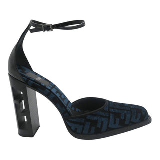 FENDI | FF Logo Velvet Cutout Block Heel Pumps