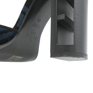 FENDI | FF Logo Velvet Cutout Block Heel Pumps