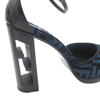 FENDI | FF Logo Velvet Cutout Block Heel Pumps