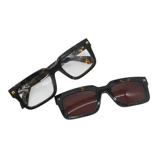Tortoiseshell Rectangular Clip-On Sunglasses