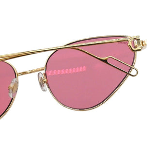 Gold-Tone Metal Pink Lens Geometric Cat Eye Sunglasses