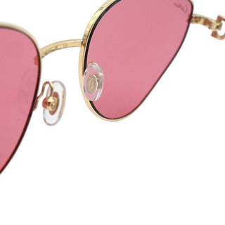 Gold-Tone Metal Pink Lens Geometric Cat Eye Sunglasses