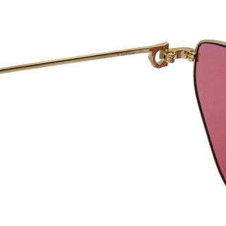 Gold-Tone Metal Pink Lens Geometric Cat Eye Sunglasses