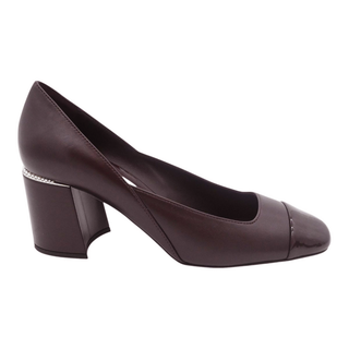 Burgundy Leather Patent Cap Toe Faux-Pearl Pumps