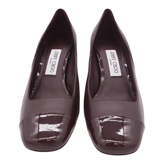 Burgundy Leather Patent Cap Toe Faux-Pearl Pumps