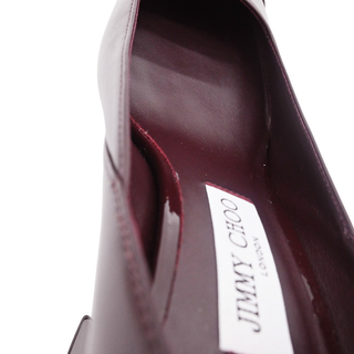 Burgundy Leather Patent Cap Toe Faux-Pearl Pumps