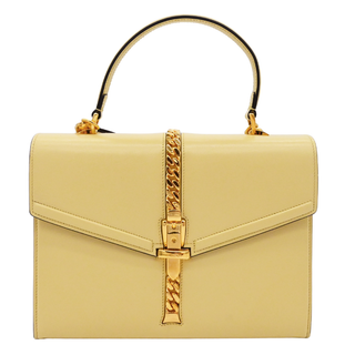 Sylvie Pale Yellow Leather Top Handle Shoulder Bag