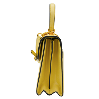 Sylvie Pale Yellow Leather Top Handle Shoulder Bag