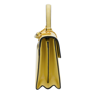 Sylvie Pale Yellow Leather Top Handle Shoulder Bag
