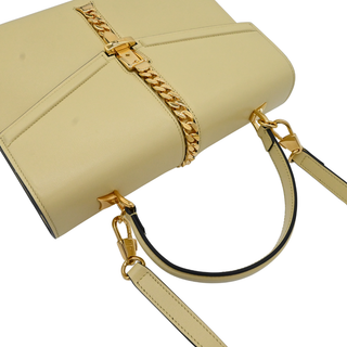 Sylvie Pale Yellow Leather Top Handle Shoulder Bag
