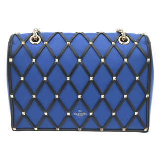 Rockstud Spike Beehive Blue Quilted Leather Shoulder Bag