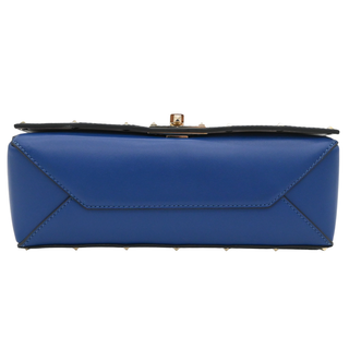 Rockstud Spike Beehive Blue Quilted Leather Shoulder Bag