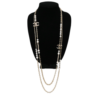 CHANEL | Faux Pearl & Crystal CC Necklace