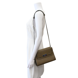 TORY BURCH | Lee Radziwill Dark Taupe Leather Shoulder Bag