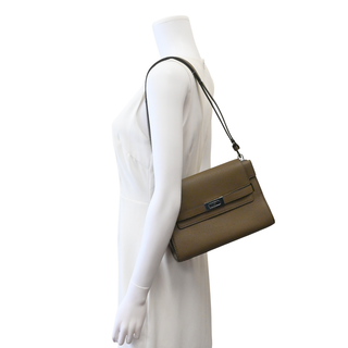 TORY BURCH | Lee Radziwill Dark Taupe Leather Shoulder Bag