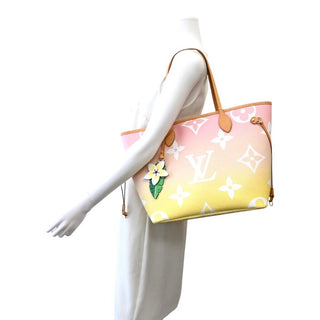 LOUIS VUITTON | Monogram By The Pool Neverfull MM Flower Charm Tote Bag