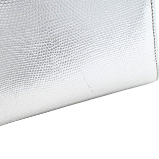 DIOR | Mini Lady Dior Silver Metallic Python Top Handle Crossbody Bag