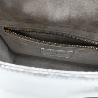 Mini Lady Dior Silver Metallic Python Top Handle Crossbody Bag
