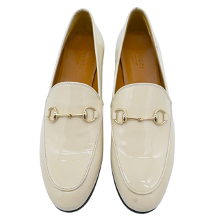 GUCCI | Jordaan Ivory Patent Leather Horsebit Loafers