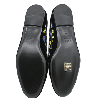 CELINE | Black Velvet Floral Embroidered Loafers