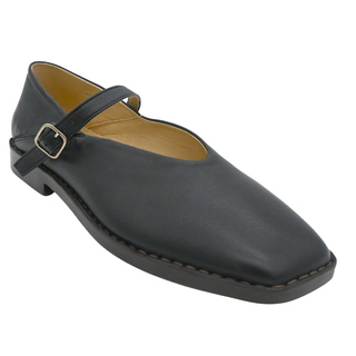 LEMAIRE | Black Leather Square Toe Mary Jane Flats