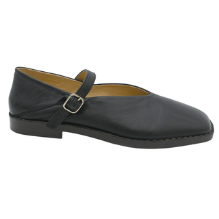 LEMAIRE | Black Leather Square Toe Mary Jane Flats