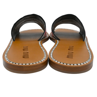 MIU MIU | Embroidered Geometric Crystal Trim Slide Sandals