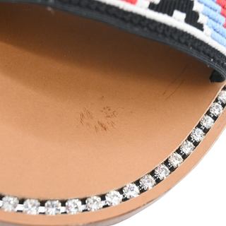 MIU MIU | Embroidered Geometric Crystal Trim Slide Sandals