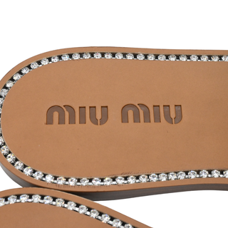 MIU MIU | Embroidered Geometric Crystal Trim Slide Sandals