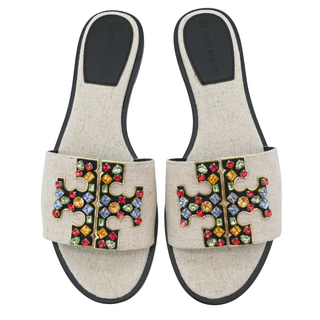 TORY BURCH | Jeweled Logo Slide Sandals
