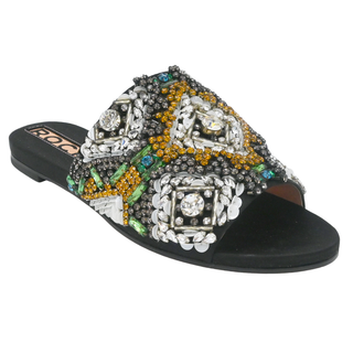 ROCHAS | Crystal Embellished Satin Slide Sandals