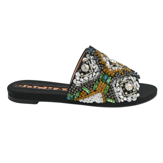 ROCHAS | Crystal Embellished Satin Slide Sandals