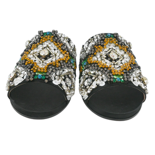 ROCHAS | Crystal Embellished Satin Slide Sandals