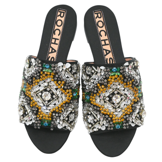 ROCHAS | Crystal Embellished Satin Slide Sandals