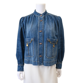CHLOE | Faded Indigo Gathered Denim Jacket