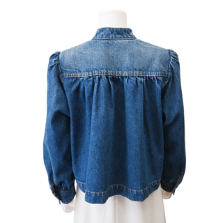 CHLOE | Faded Indigo Gathered Denim Jacket
