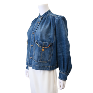 CHLOE | Faded Indigo Gathered Denim Jacket