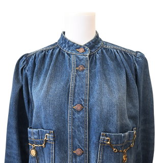 CHLOE | Faded Indigo Gathered Denim Jacket