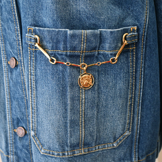 CHLOE | Faded Indigo Gathered Denim Jacket