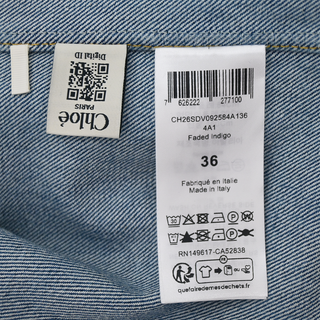 CHLOE | Faded Indigo Gathered Denim Jacket