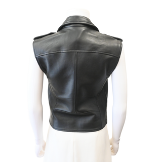 MAJE | Black Leather Moto Vest
