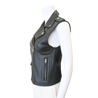 MAJE | Black Leather Moto Vest