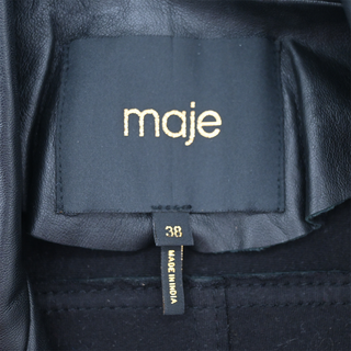 MAJE | Black Leather Moto Vest