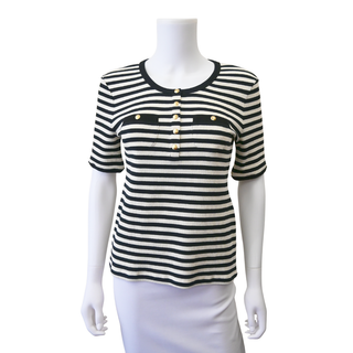 CELINE | Striped Ribbed Cotton T-Shirt