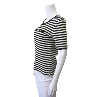 CELINE | Striped Ribbed Cotton T-Shirt