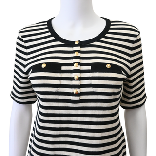 CELINE | Striped Ribbed Cotton T-Shirt